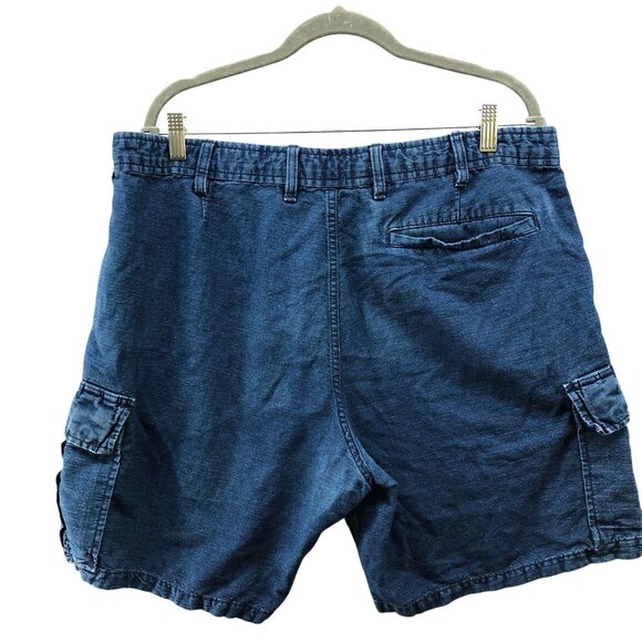 Gap Cotton Linen Cargo Shorts Mens 36 Blue Indigo Relaxed 8'' Inseam - Picture 2 of 9